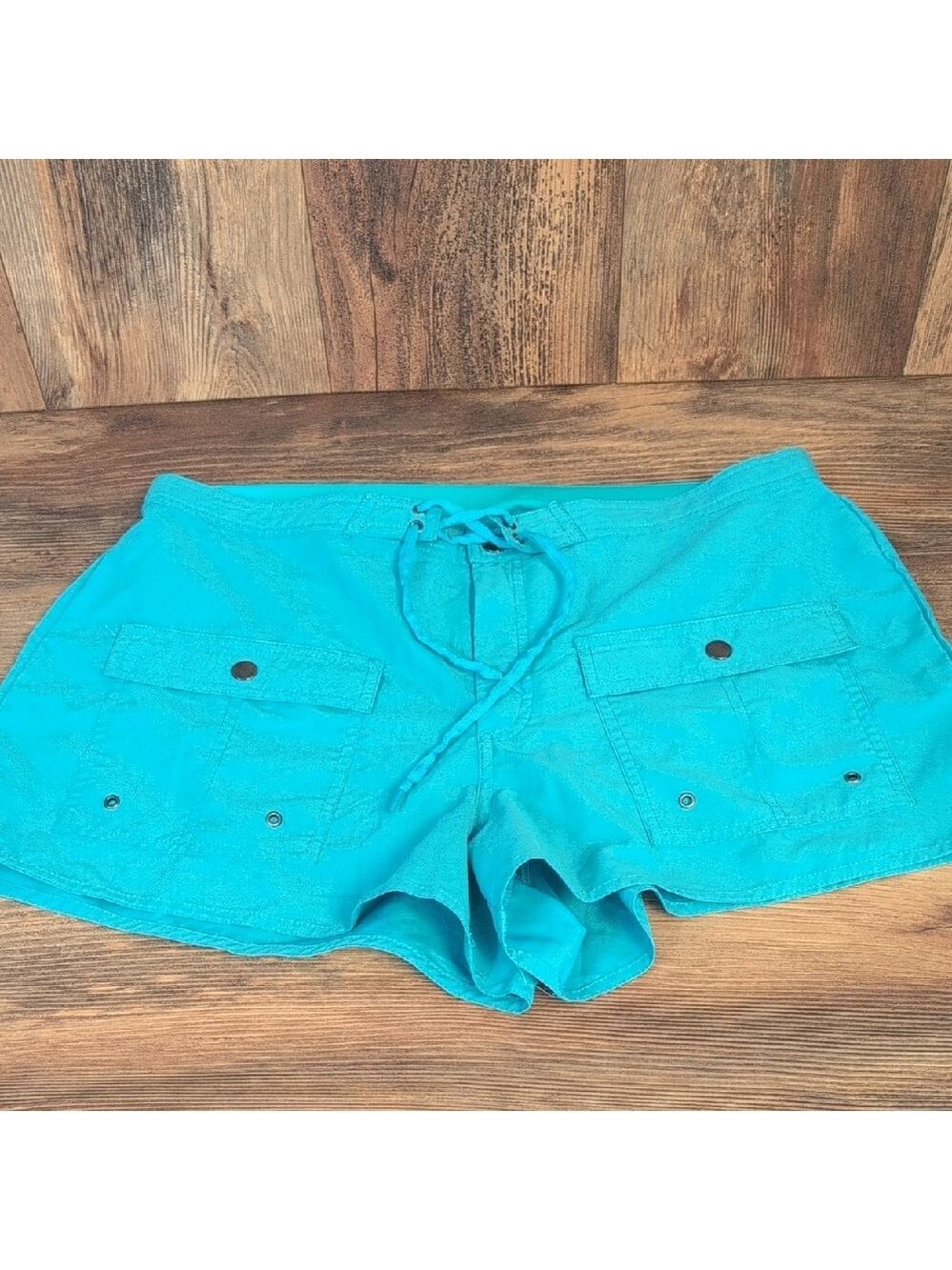 Tropical Escape Women's Bikini Lined Aqua Cargo Swim Shorts 12